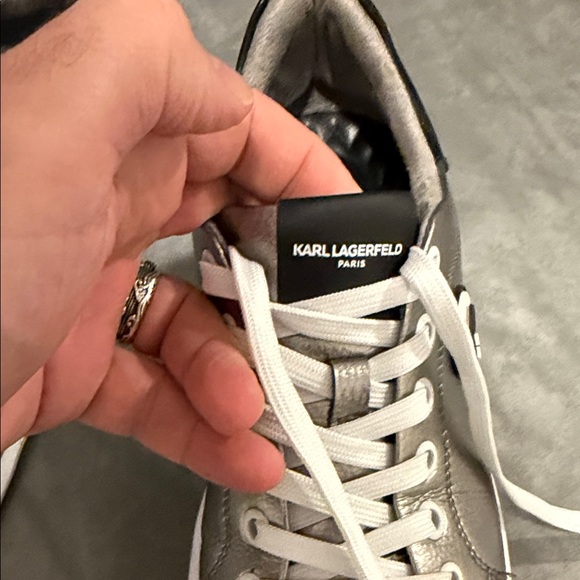 Karl Lagerfeld Metallic Silver Sneakers - Picture 7 of 10